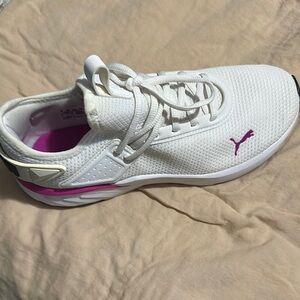 Puma White and Pink Sneakers with Cushioned Midsole